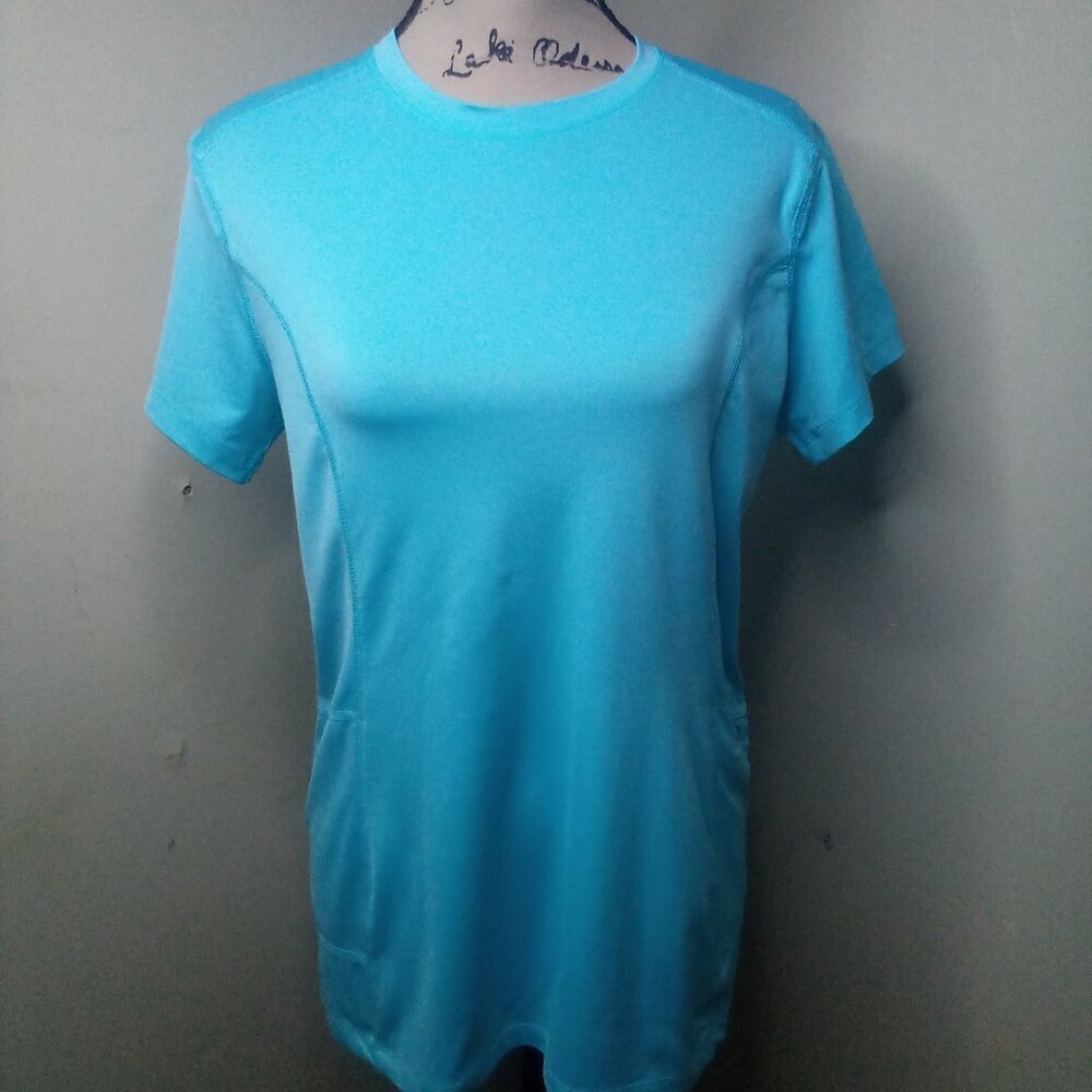 Reel Legends Shirt Women M Short Sleeve Fishing Active Athletic Teal Blue